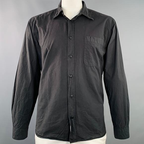 MERZ B. SCHWANEN Size XL Black Cotton One Pocket Long Sleeve Shirt - Picture 1 of 6